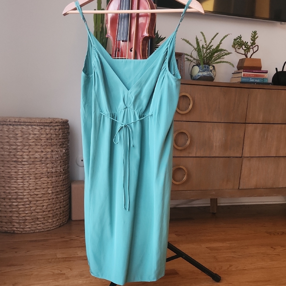 Grren Silk Slip Dress